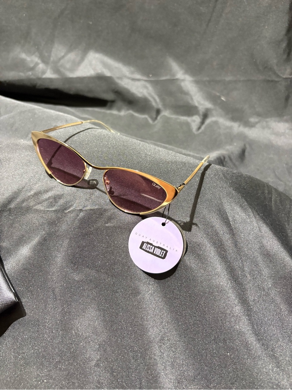 Quay Australia Cat-Eye Sunglasses - Gold Frame, Violet Lenses - Picture 2 of 7